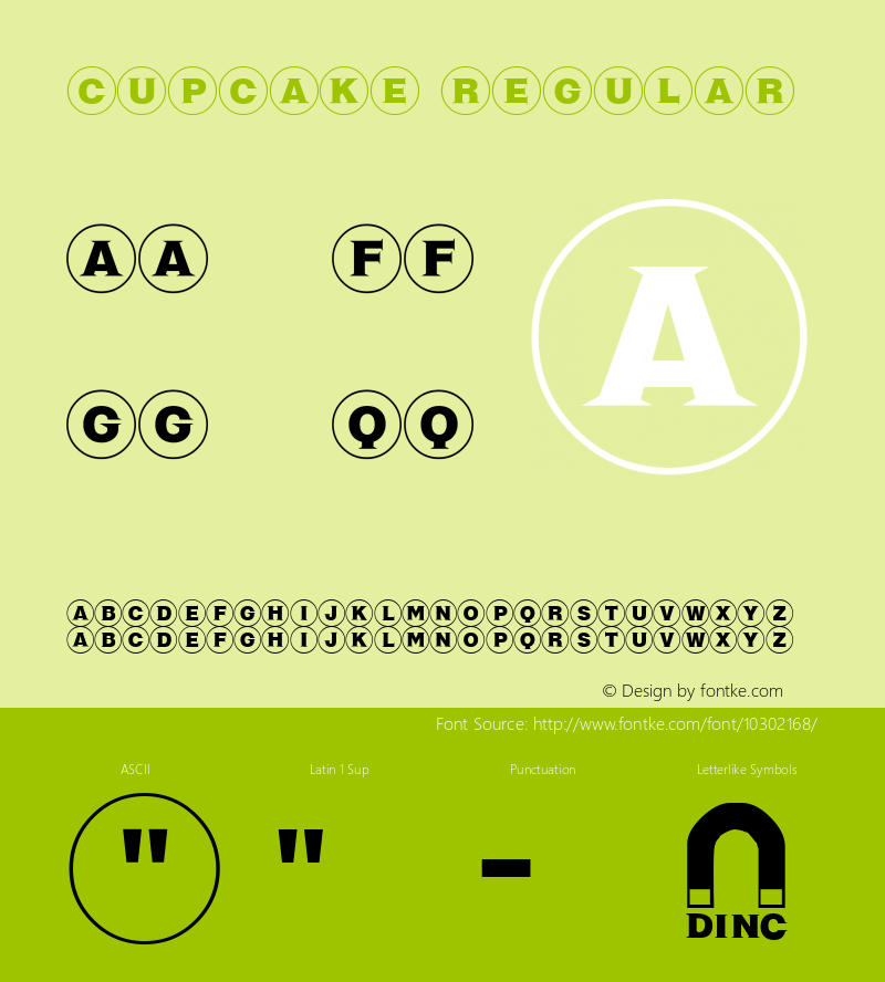 Cupcake Regular Macromedia Fontographer 4.1.3 11/8/98 Font Sample
