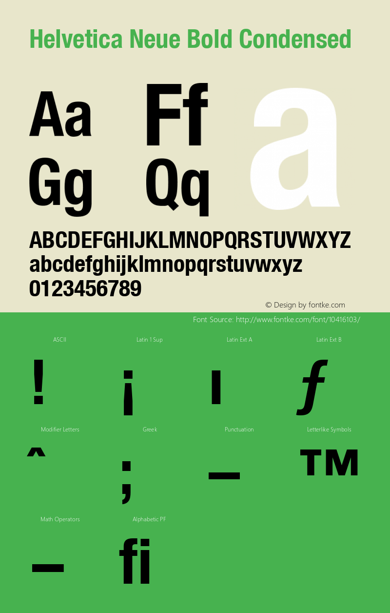 Helvetica Neue Bold Condensed Version 001.000 Font Sample