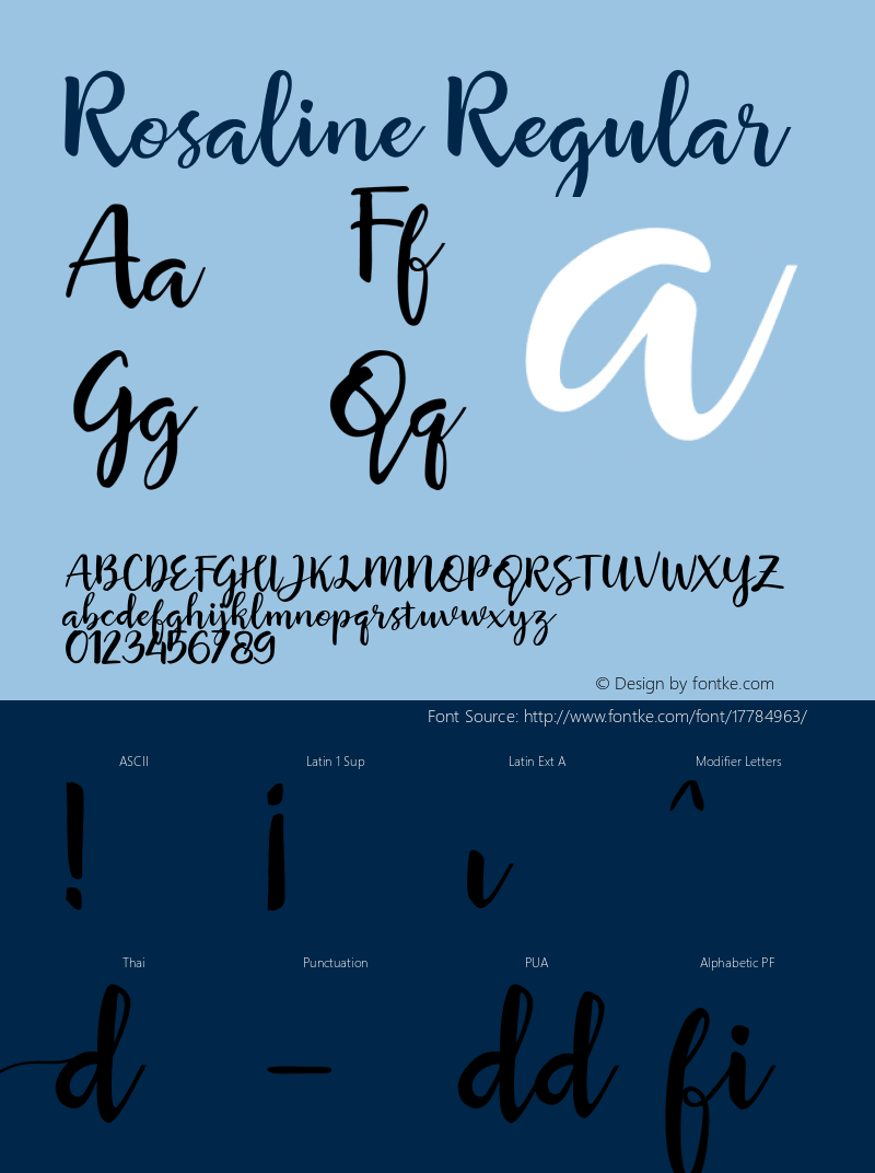 Rosaline Regular Version 1.000 Font Sample