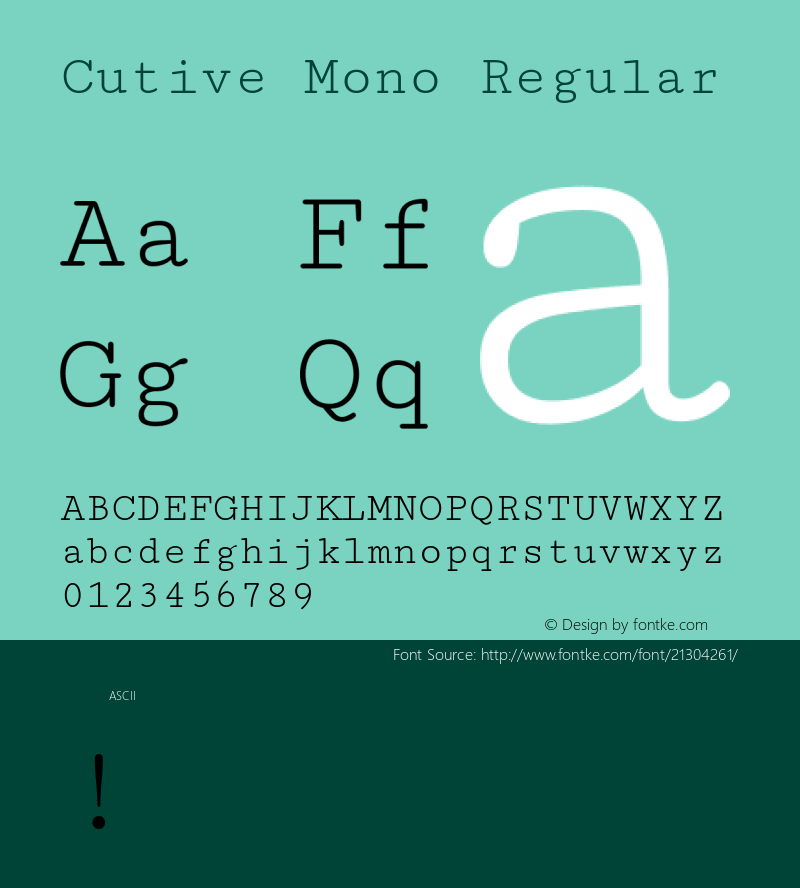 Cutive Mono Regular  Font Sample