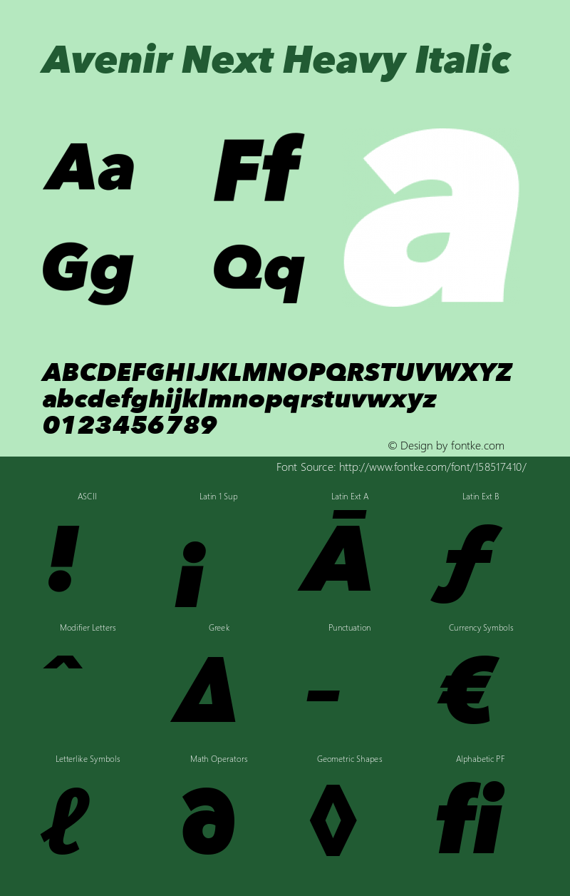 Avenir Next Heavy Italic 13.0d1e10 Font Sample