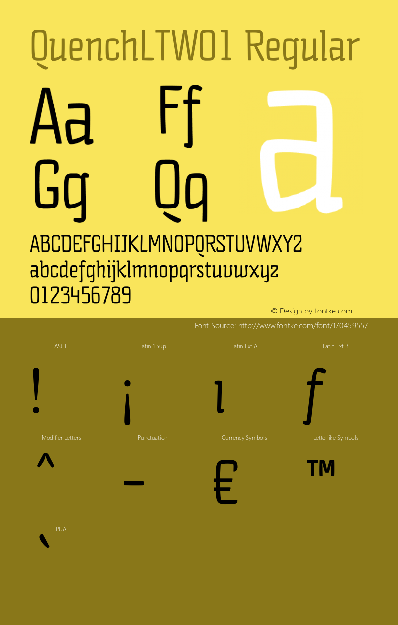 QuenchLTW01 Regular Version 1.01 Font Sample