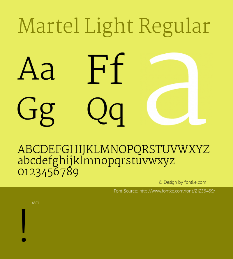 Martel Light Regular  Font Sample