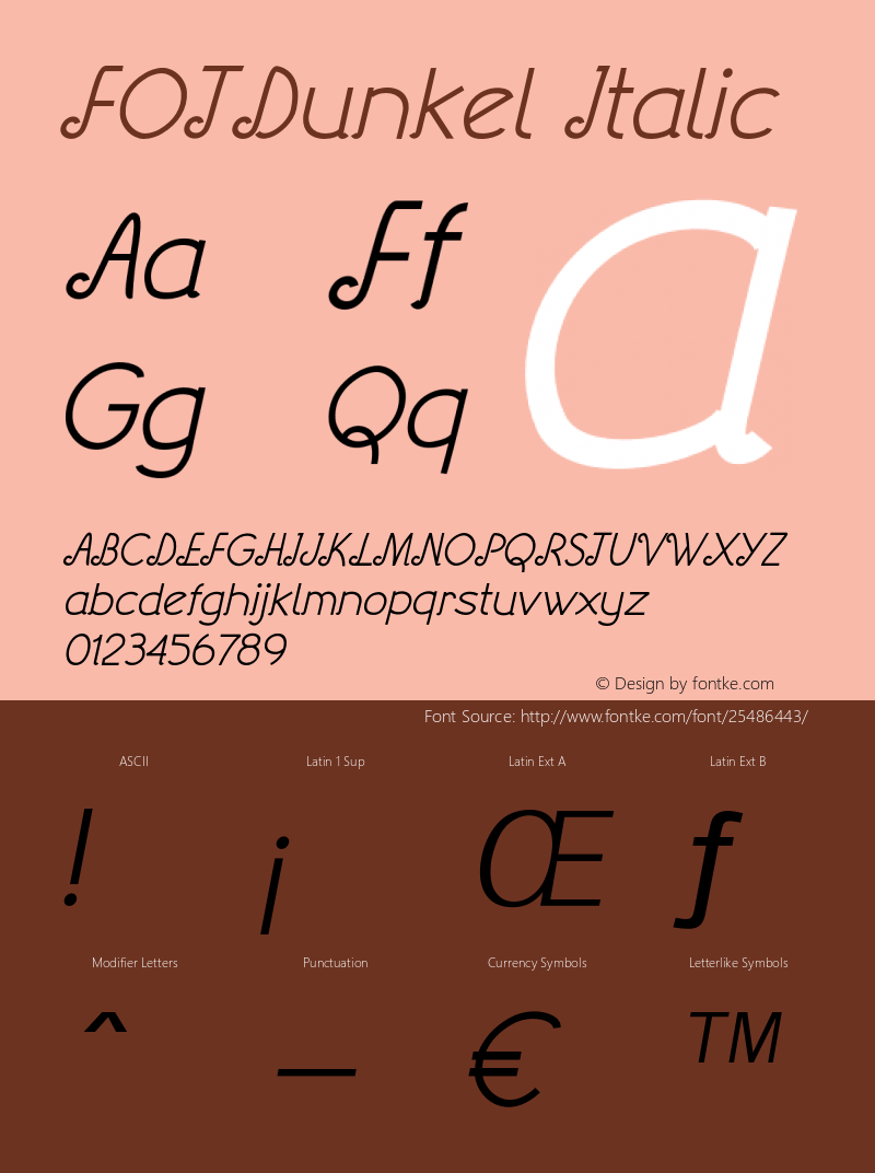 FOTDunkel-Italic Version 1.000 Font Sample