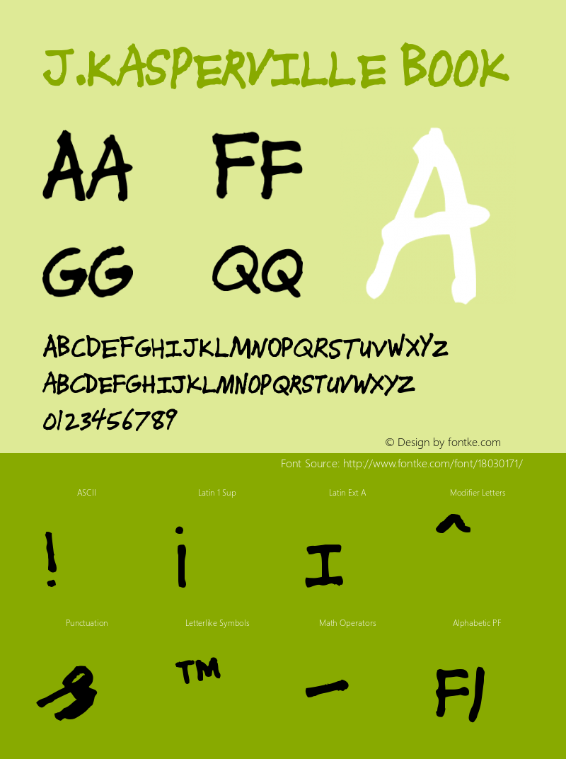 J.Kasperville Book Version 1.0 Font Sample