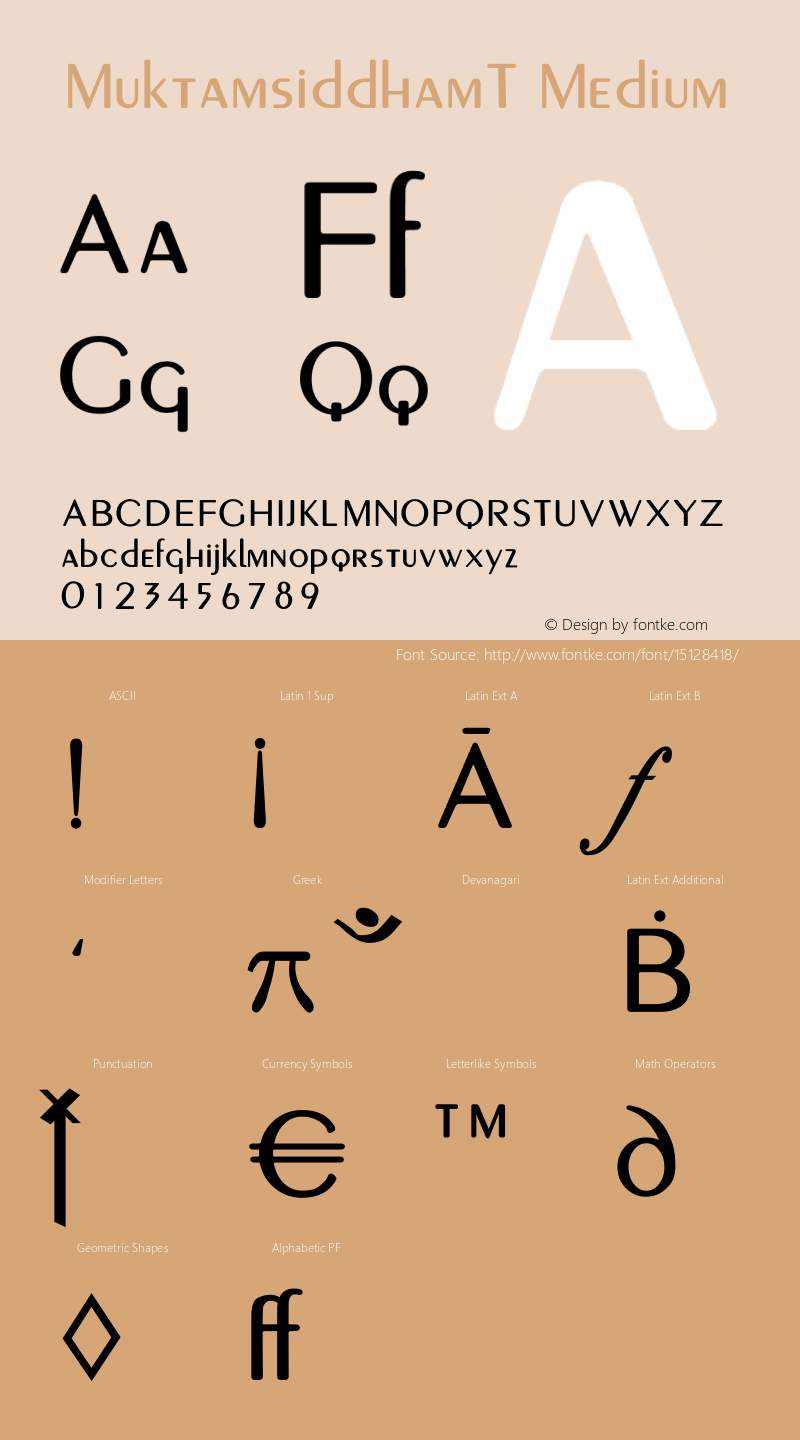 MuktamsiddhamT Medium Version 1.1.1 Font Sample