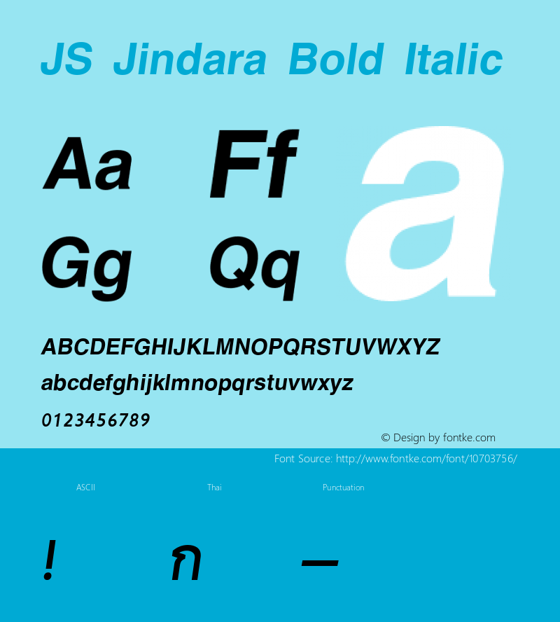 JS Jindara Bold Italic Version 1.1; 2001 Font Sample