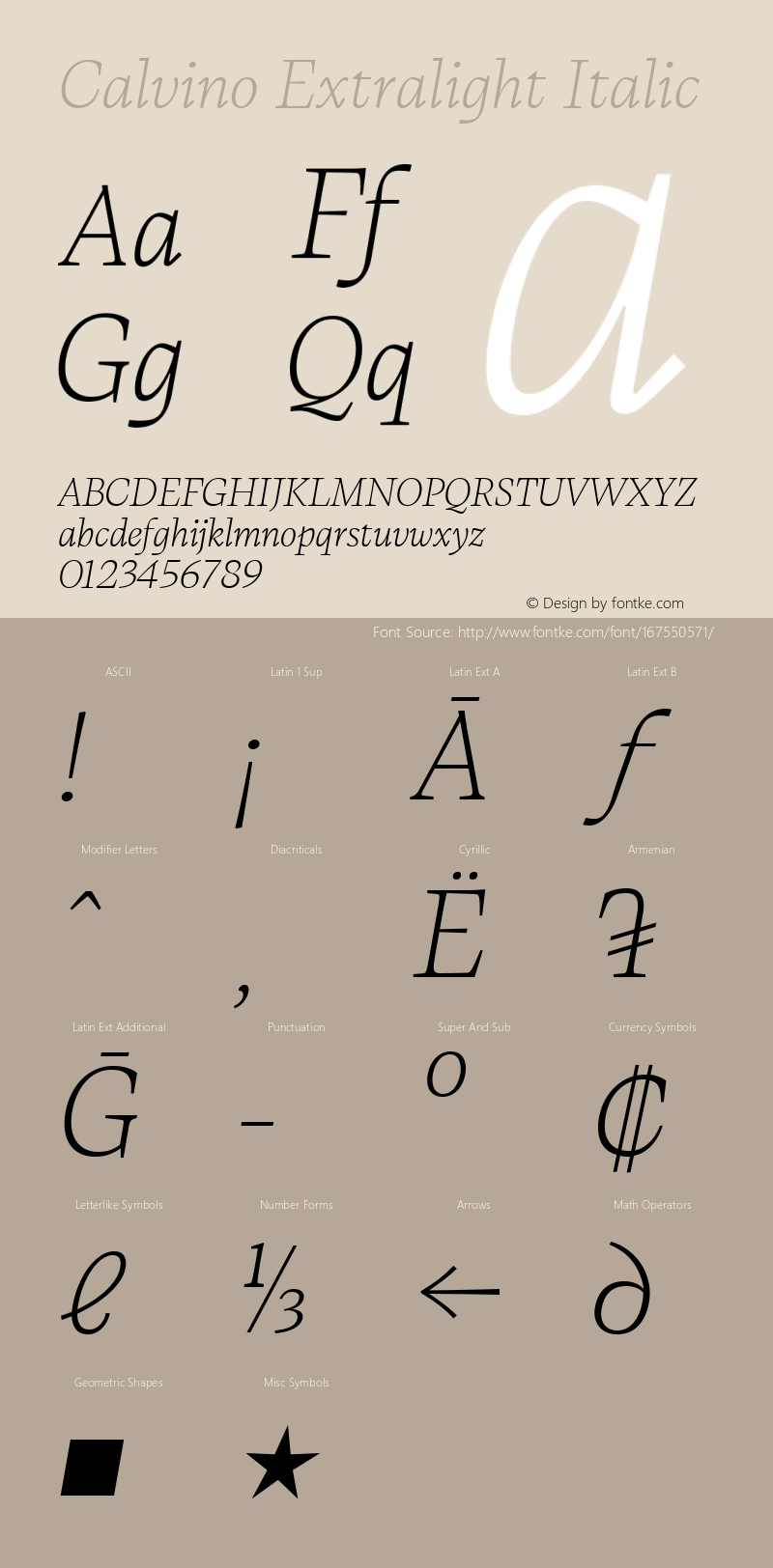 Calvino Extralight Italic Version 1.000;FEAKit 1.0图片样张