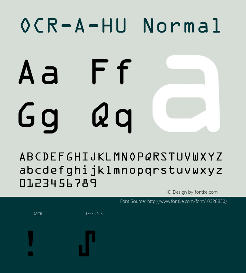 OCR-A-HU Normal 1.000 Font Sample