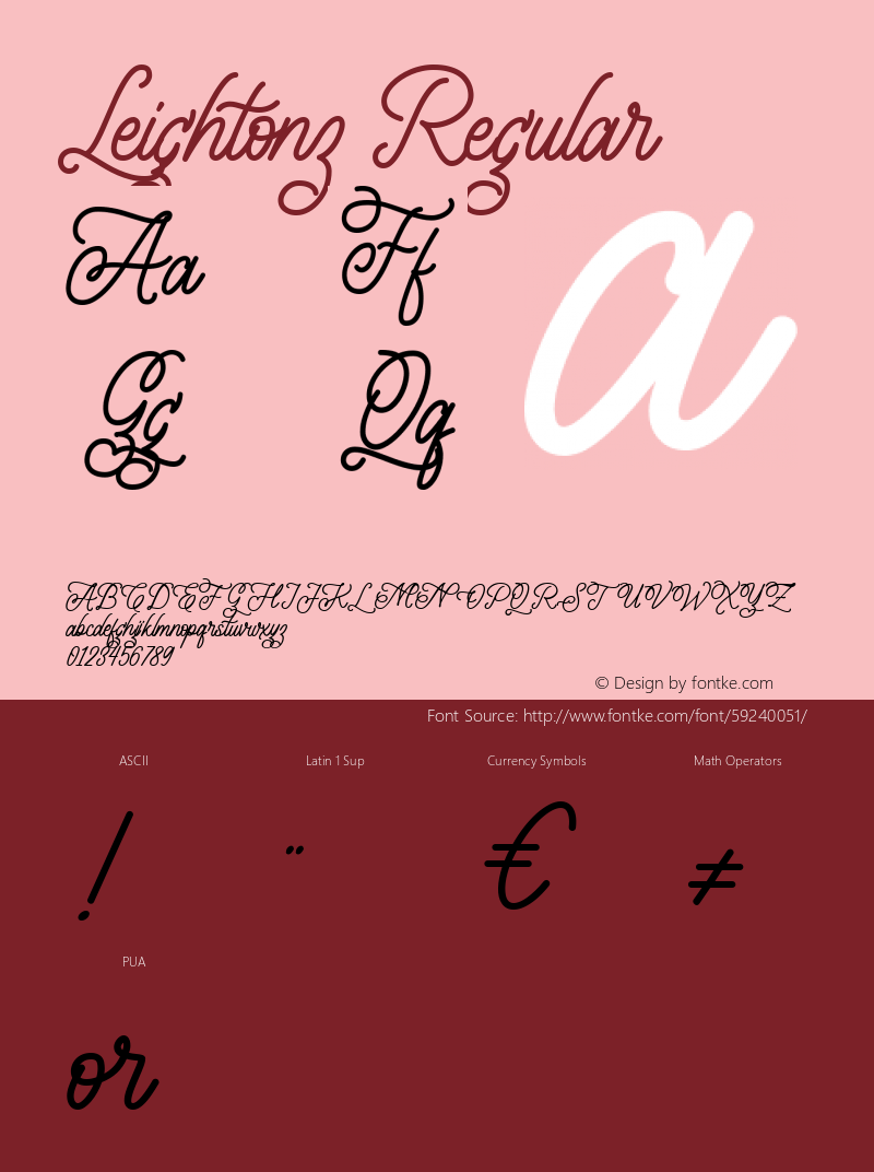 Leightonz Version 1.000 Font Sample