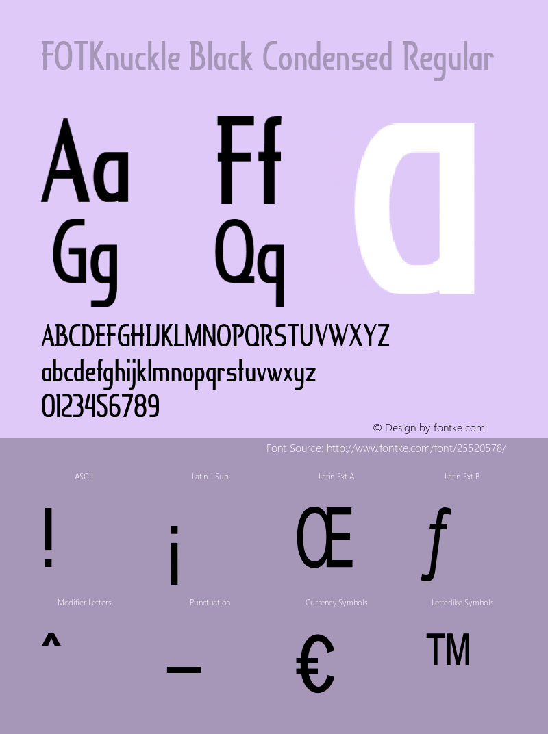 FOTKnuckleBlack-CondensedRegular Version 1.000 Font Sample