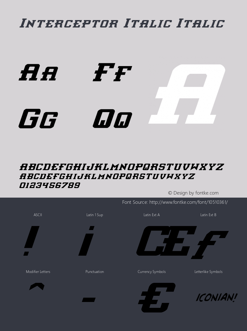 Interceptor Italic Italic 1 Font Sample