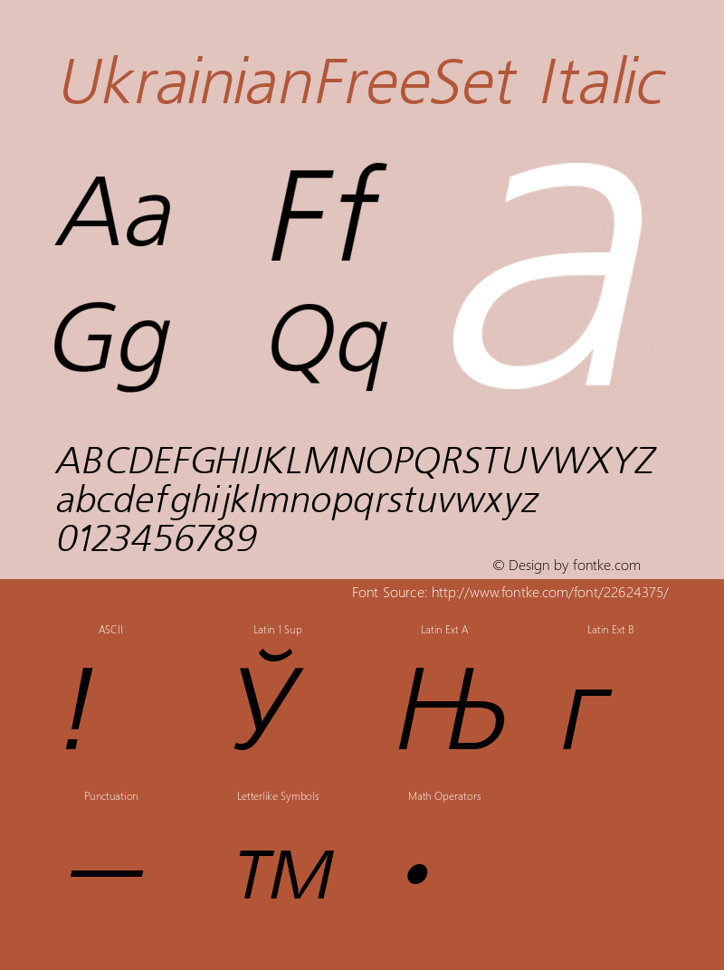 UkrainianFreeSet Italic 1.0 Thu Feb 11 19:43:32 1993 Font Sample