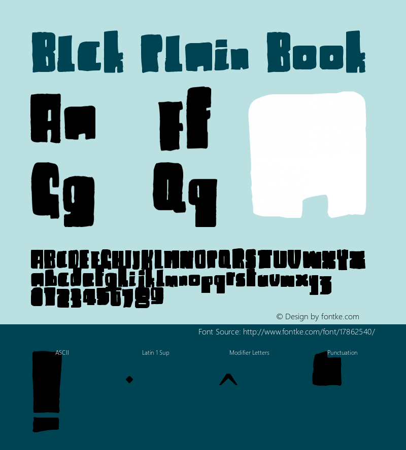 Blck Plain Book Version 1.00 March 5, 2011, Font Sample