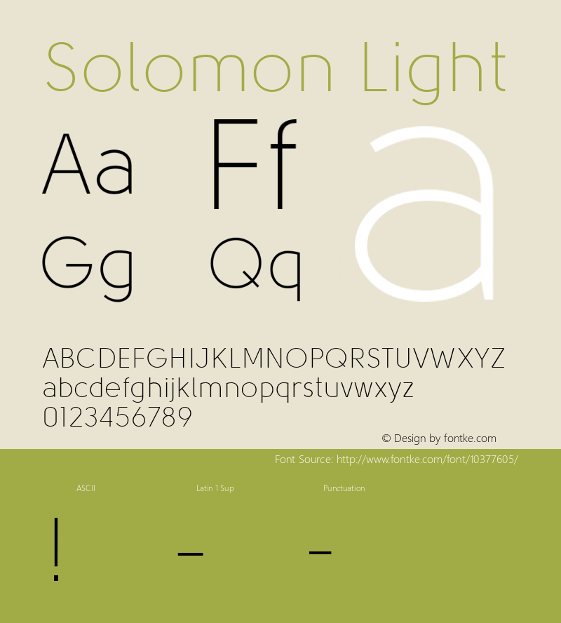 Solomon Light Unknown Font Sample