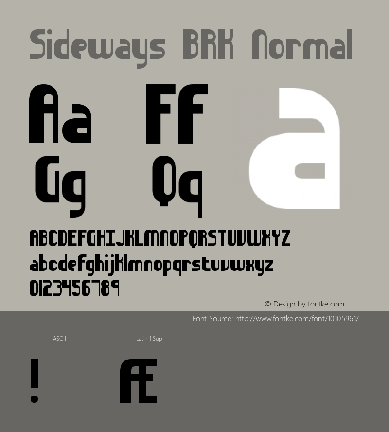 Sideways BRK Normal Version 3.27 Font Sample