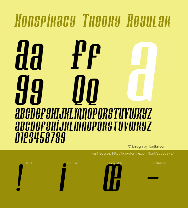 Konspiracy Theory slant 2 Font Sample