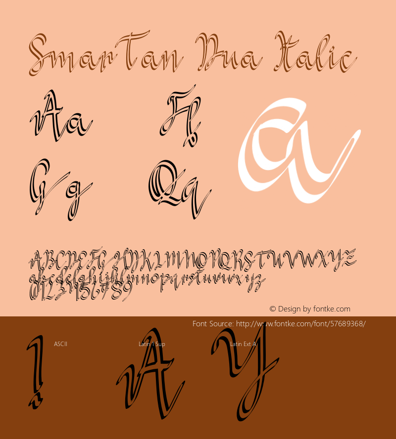 SmarTan Dua Italic Version 1.003;Fontself Maker 3.5.1 Font Sample