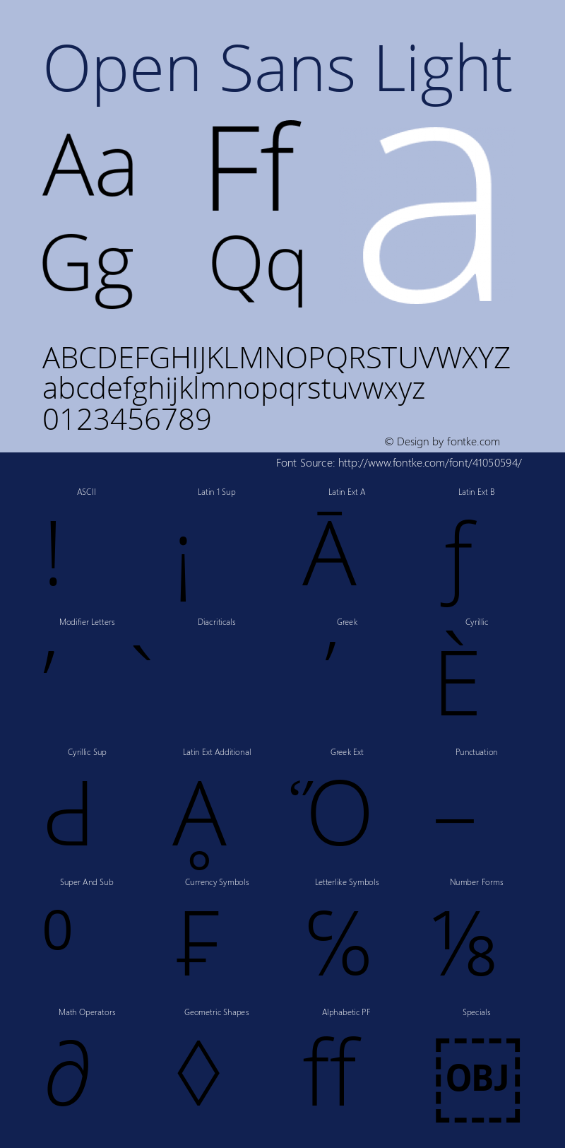 Open Sans Light Version 1.10 Font Sample