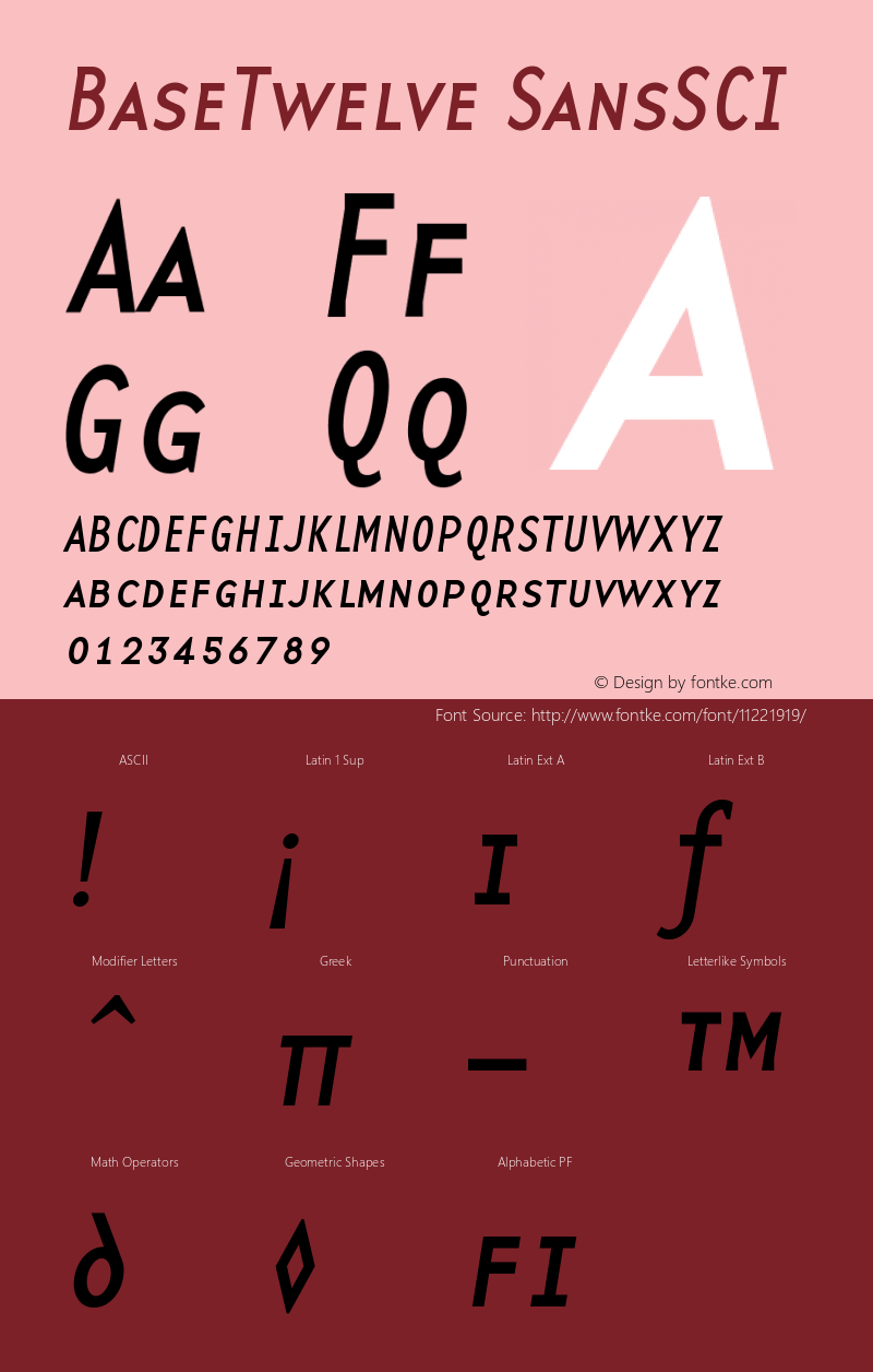 BaseTwelve SansSCI Version 001.000 Font Sample