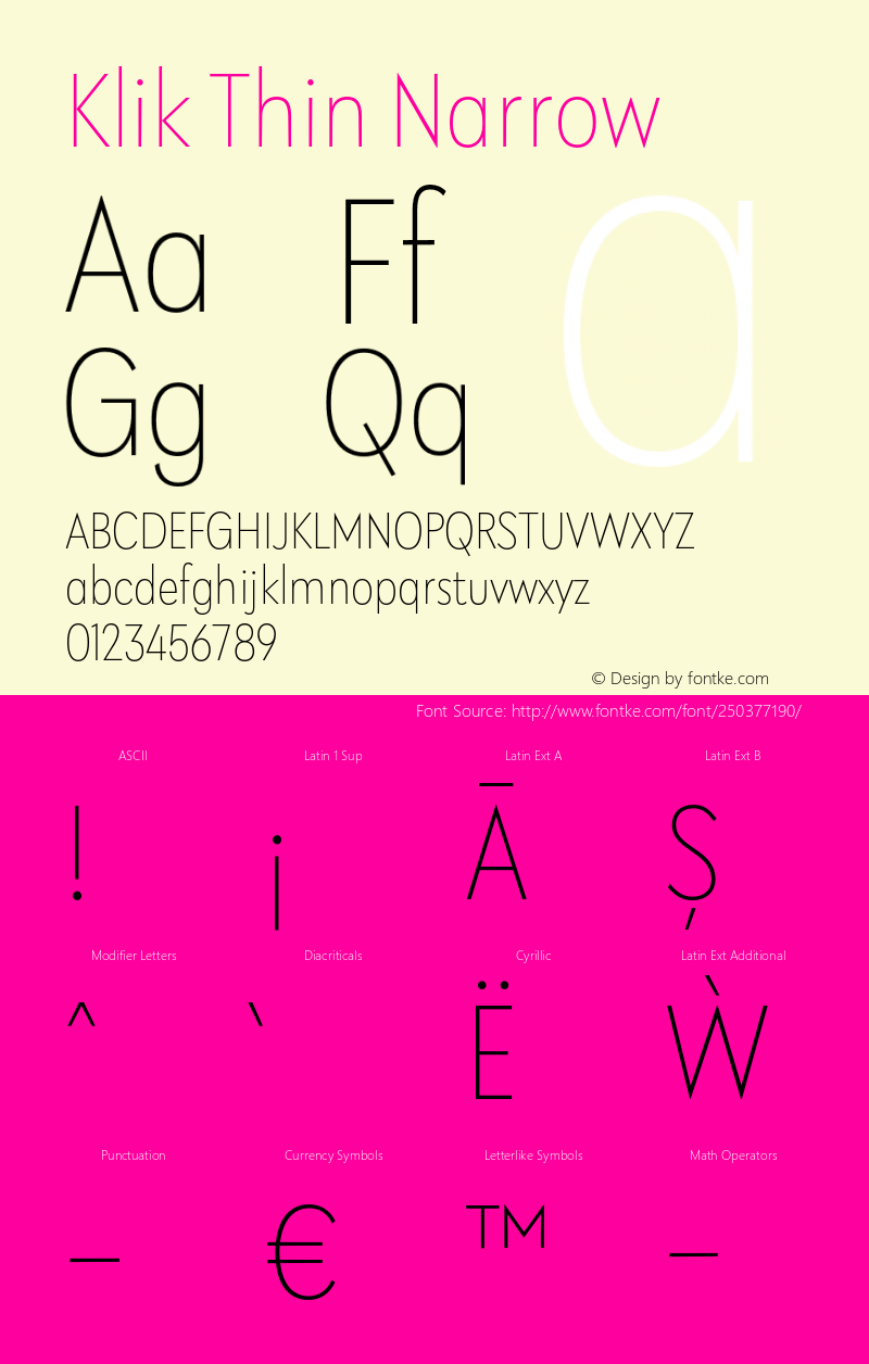 Klik Thin Narrow Version 1.000;hotconv 1.0.109;makeotfexe 2.5.65596图片样张