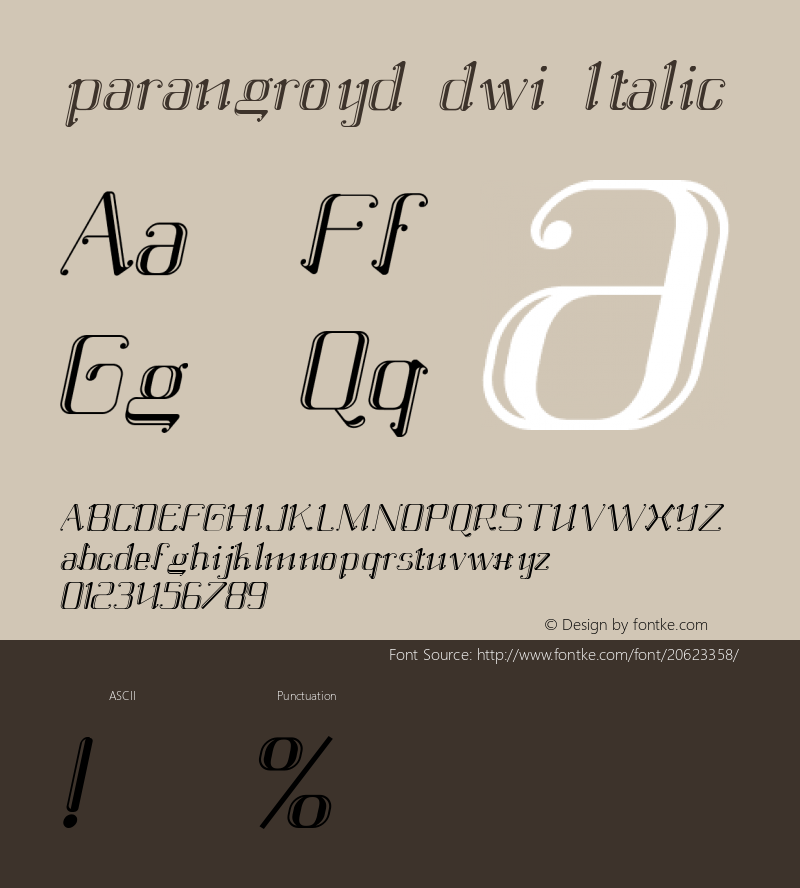 parangroyd dwi Italic Version 001.000 Font Sample