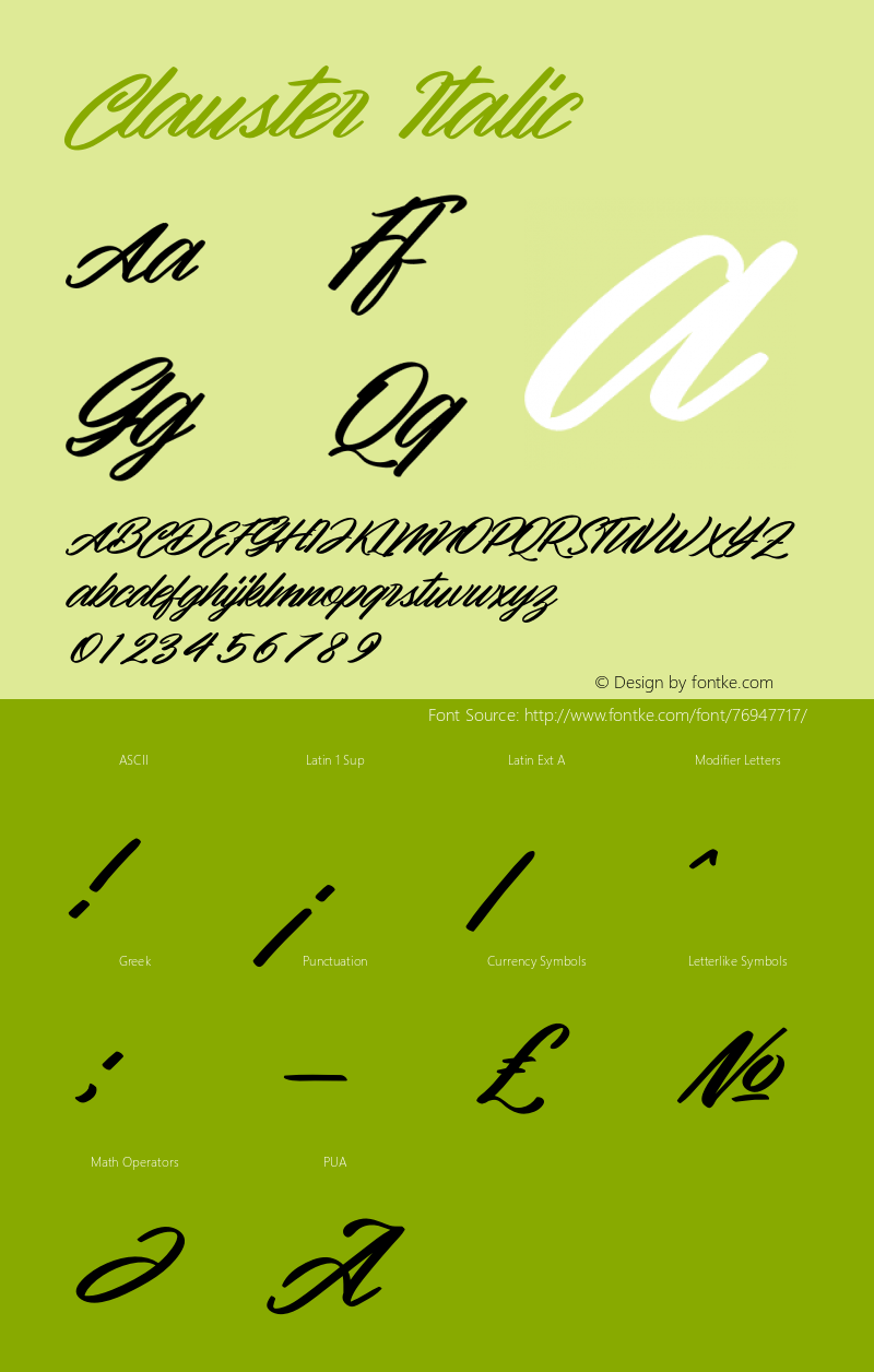Clauster Italic Version 1.00;July 18, 2020;FontCreator 12.0.0.2563 64-bit Font Sample