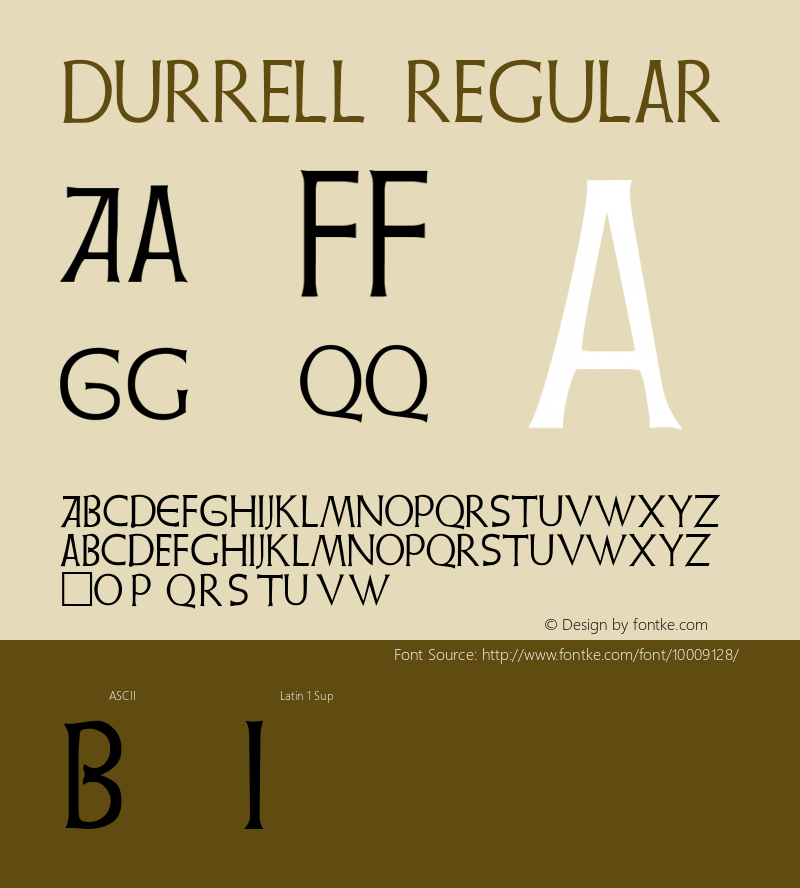 Durrell Regular Unknown Font Sample