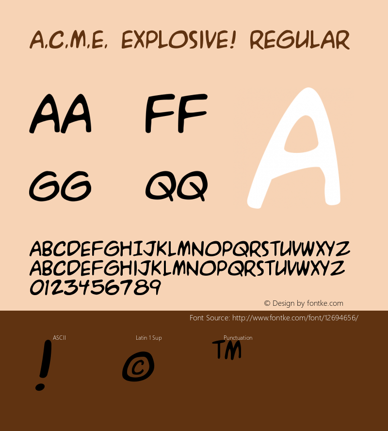 A.C.M.E. Explosive! Regular Version 1.0 Font Sample