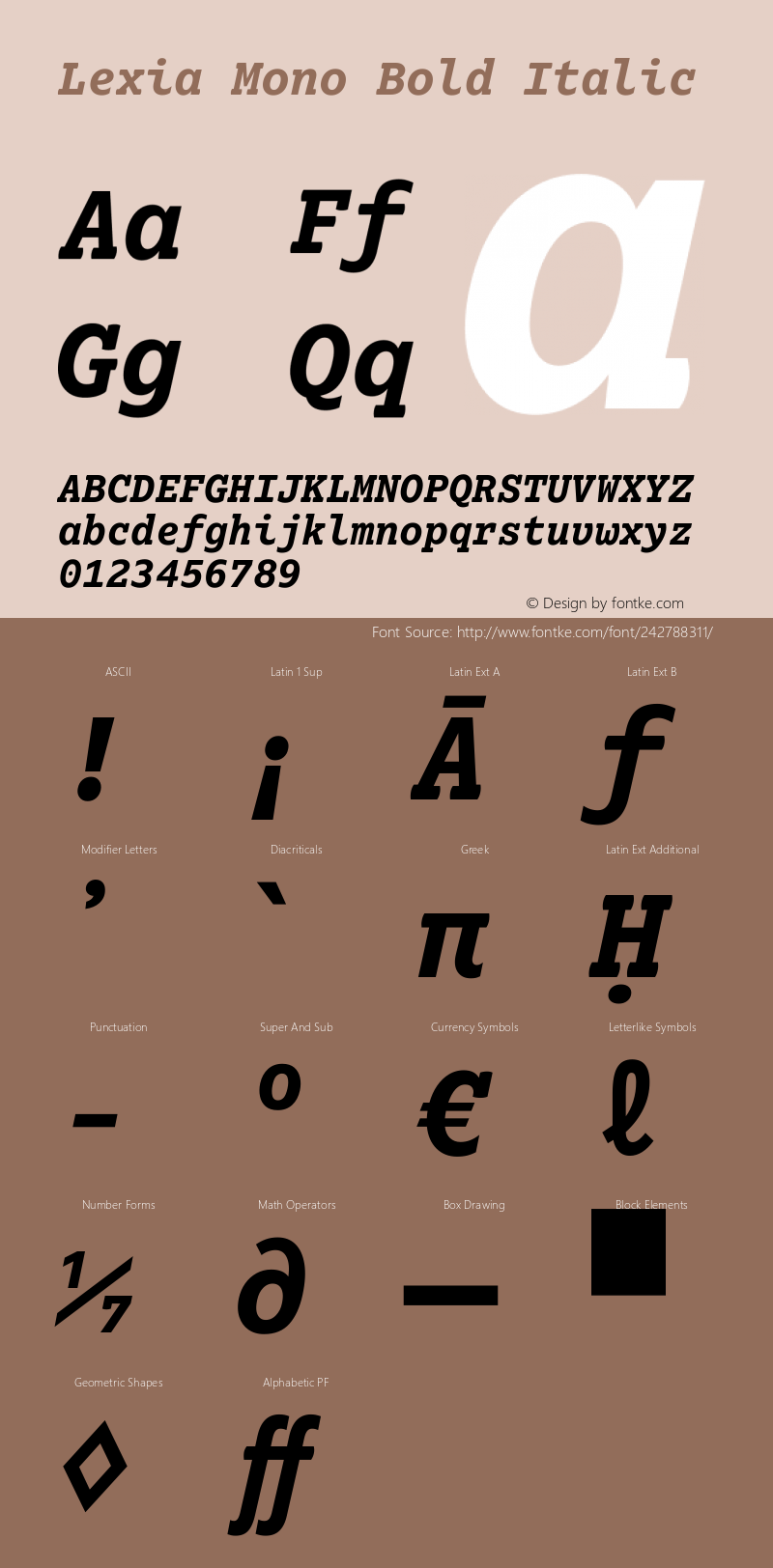 Lexia Mono Bold Italic Version 2.005图片样张