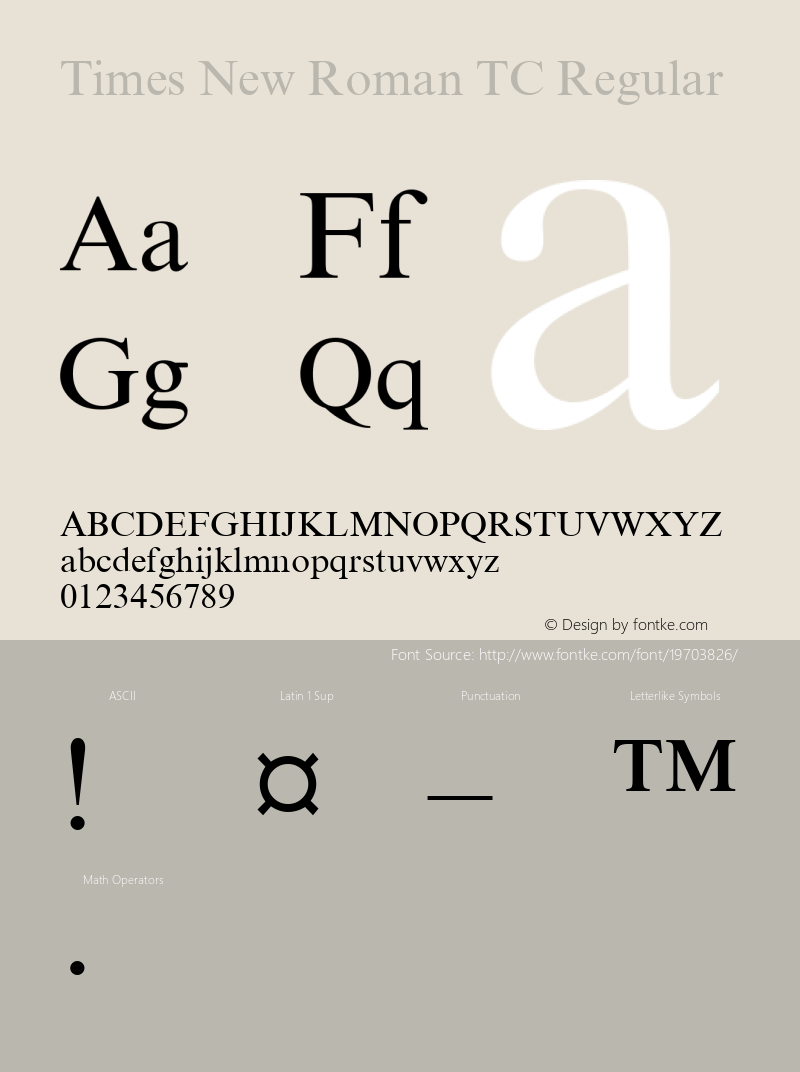 Times New Roman TC Version 1.0 - November 1992 Font Sample