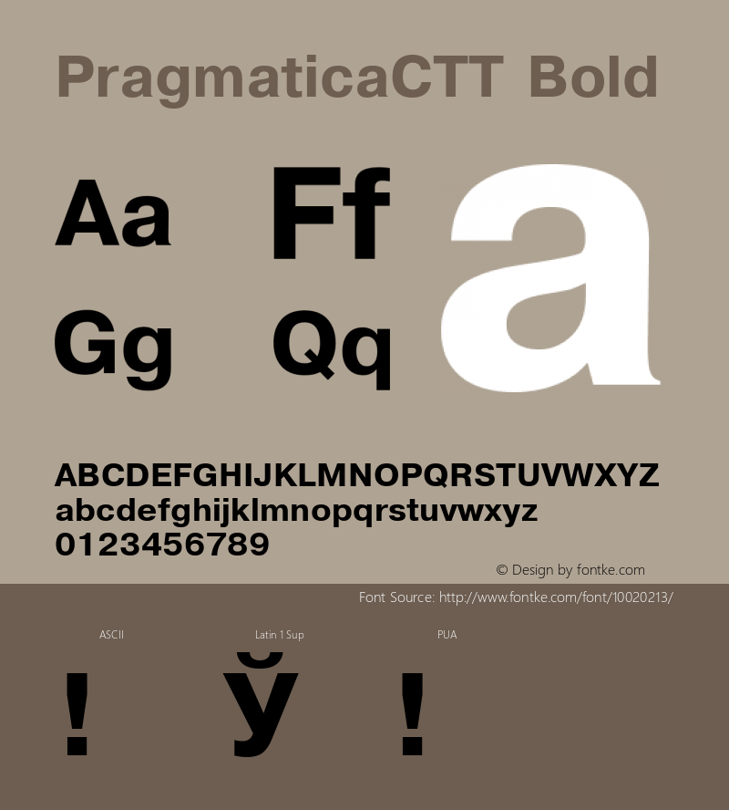 PragmaticaCTT Bold TrueType Maker version 1.00.03 Font Sample