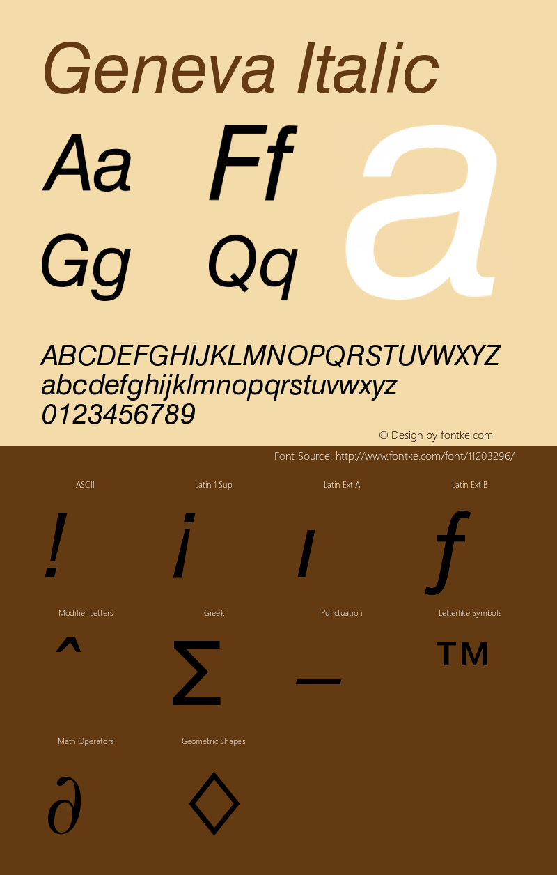 Geneva Italic Version 001.001 Font Sample