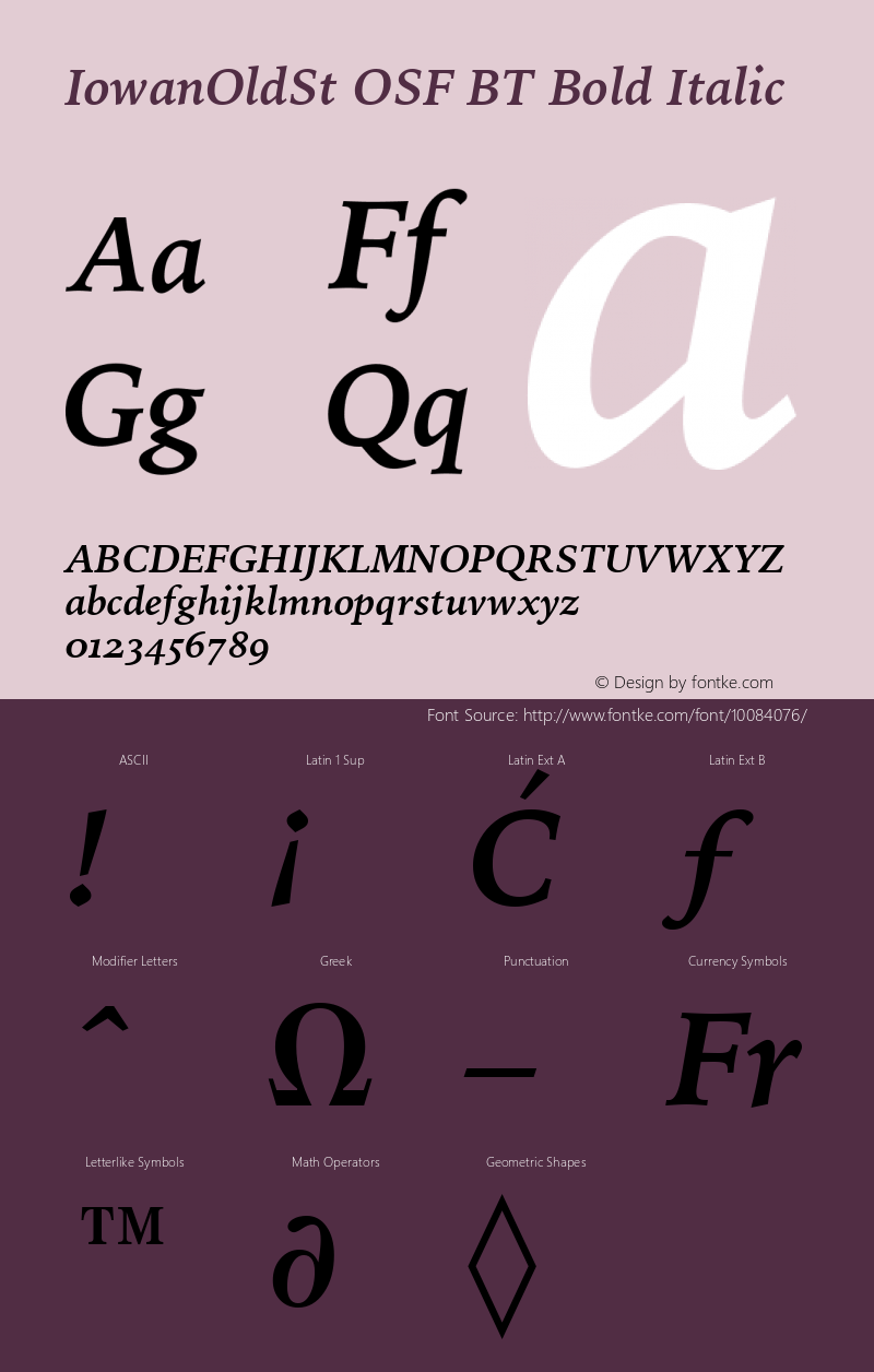 IowanOldSt OSF BT Bold Italic mfgpctt-v4.5 Dec 7 2000 Font Sample