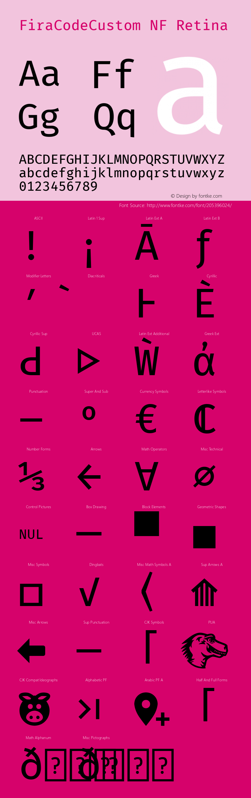 Fira Code Custom Retina Nerd Font Complete Windows Compatible Version 5.002图片样张