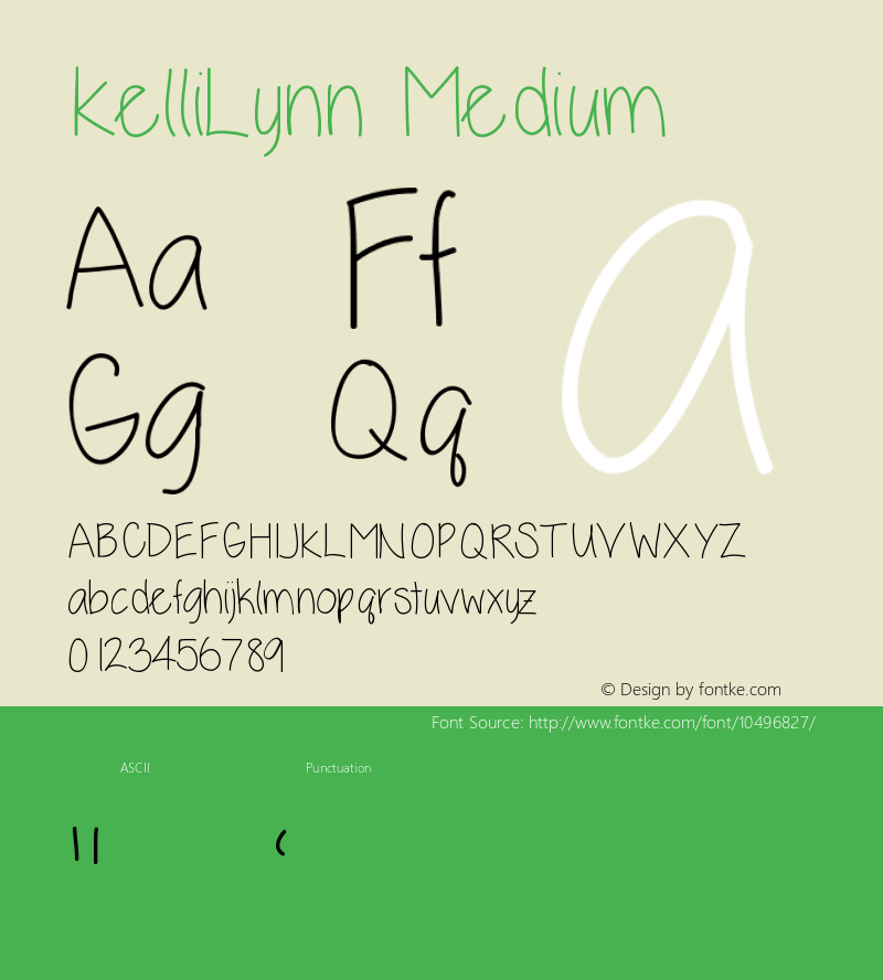KelliLynn Medium Version 001.000 Font Sample