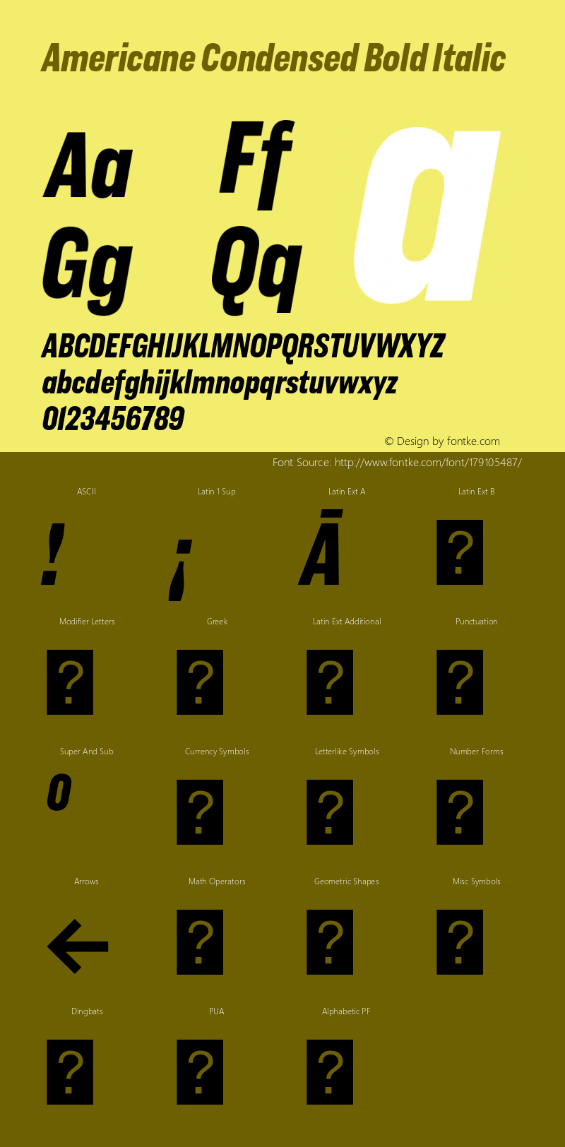 Americane Cond Bold Italic Version 1.000图片样张