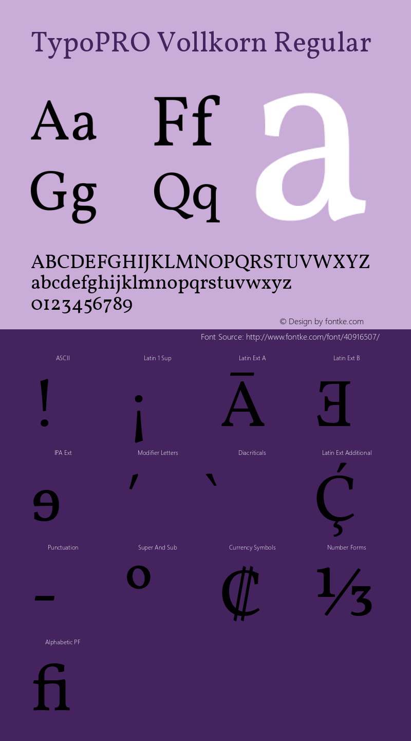 TypoPRO Vollkorn Regular Version 4.105 Font Sample