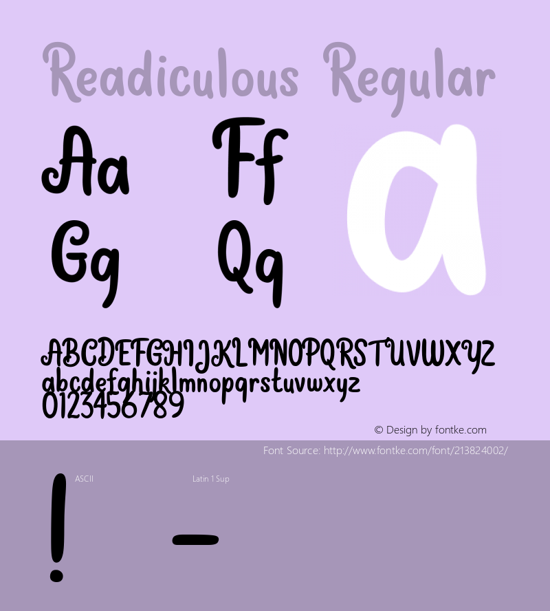 Readiculous Version 1.00;April 4, 2021;FontCreator 13.0.0.2683 32-bit图片样张