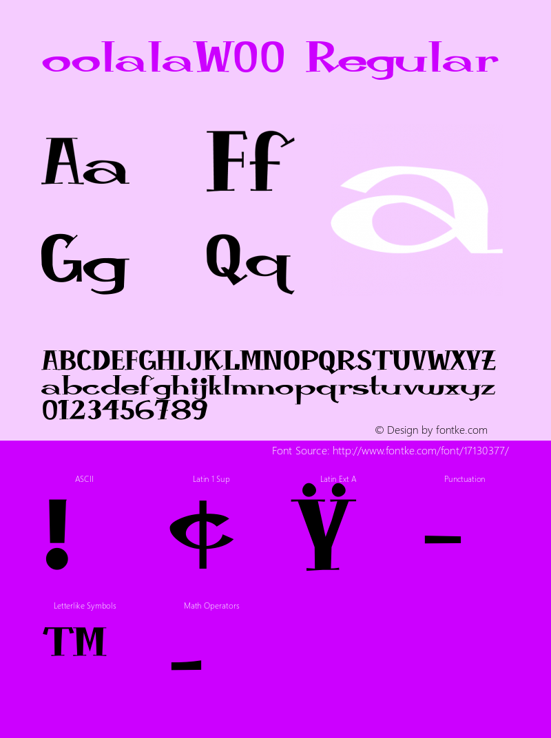 oolalaW00 Regular Version 1.00 Font Sample