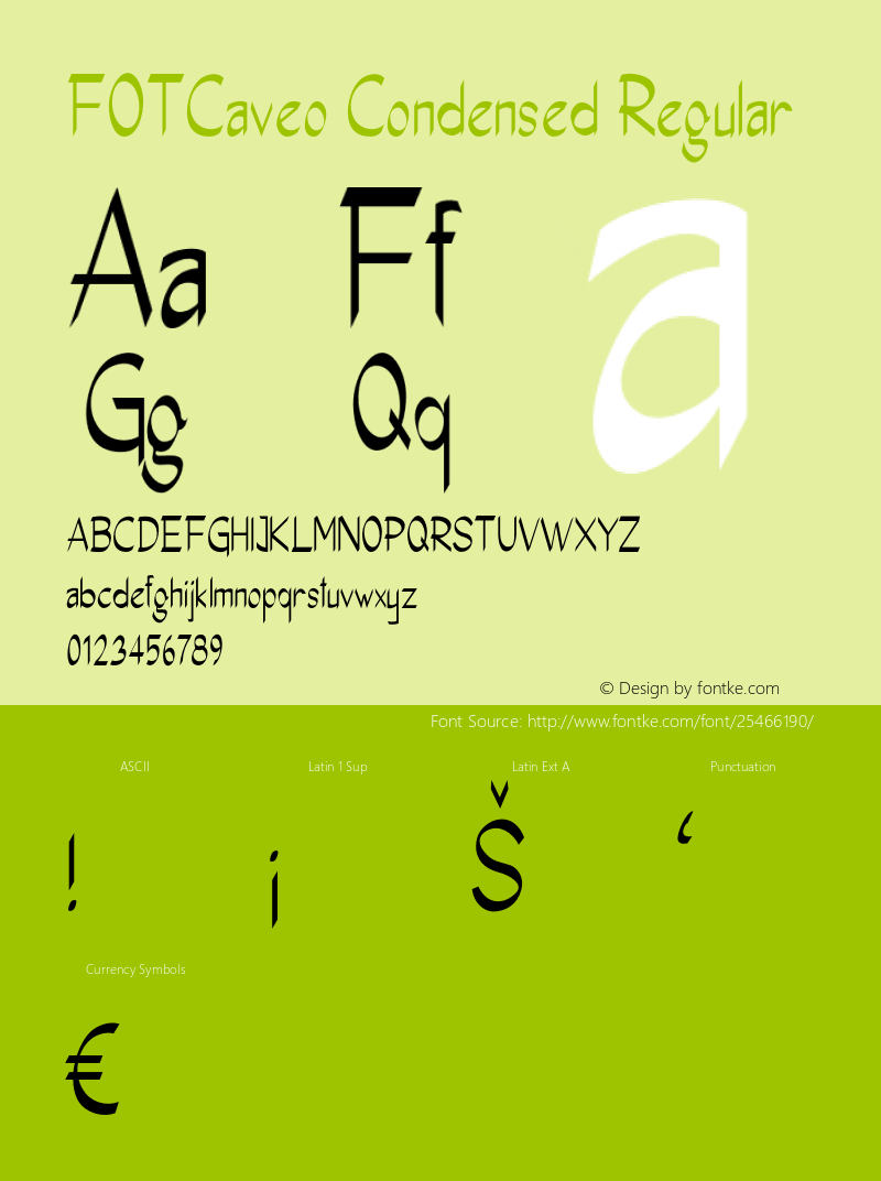 FOTCaveo-CondensedRegular Version 1.000 Font Sample