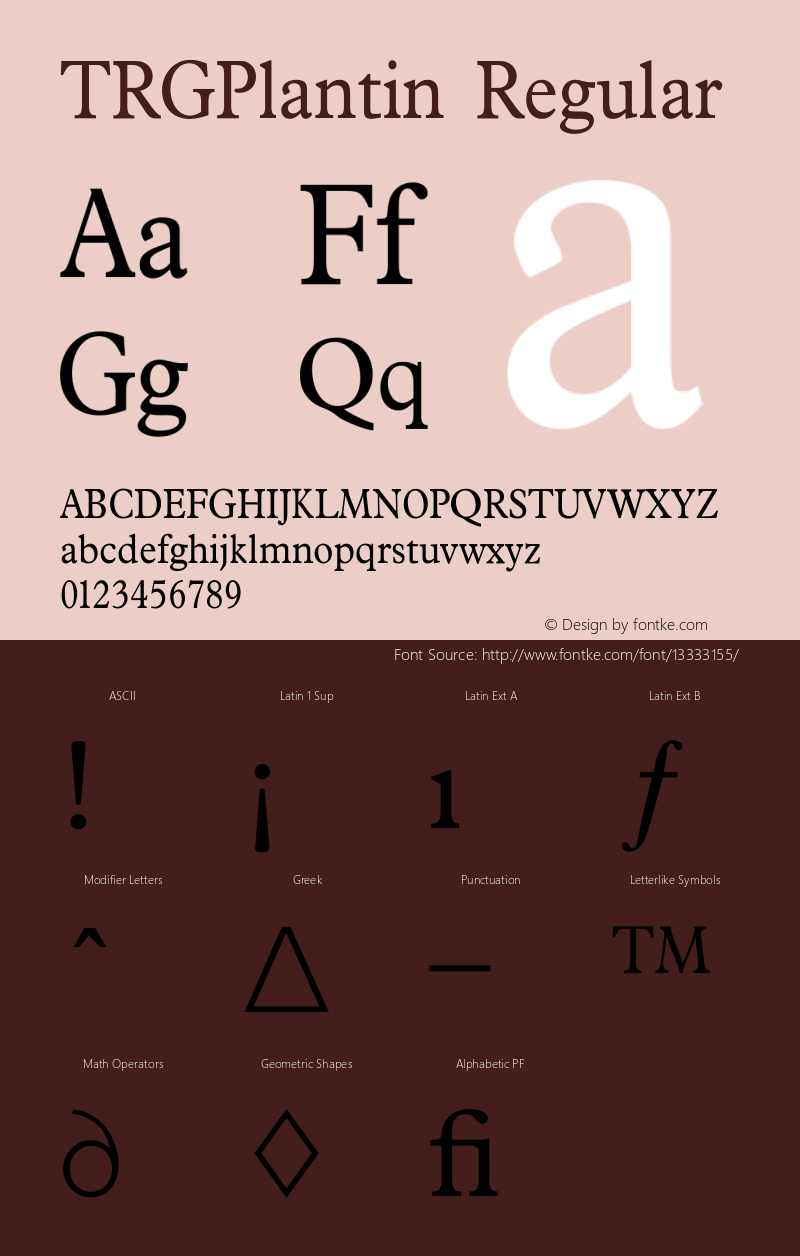 TRGPlantin Regular 001.000 Font Sample