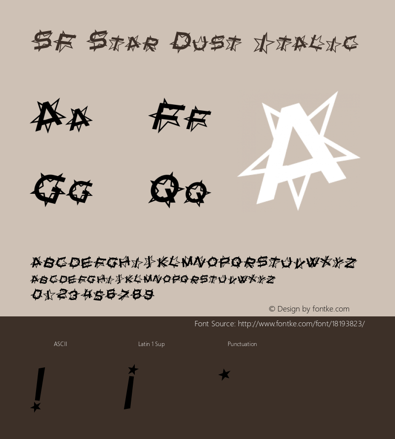 SF Star Dust Italic Version ver 1.0; 1999. Freew Font Sample