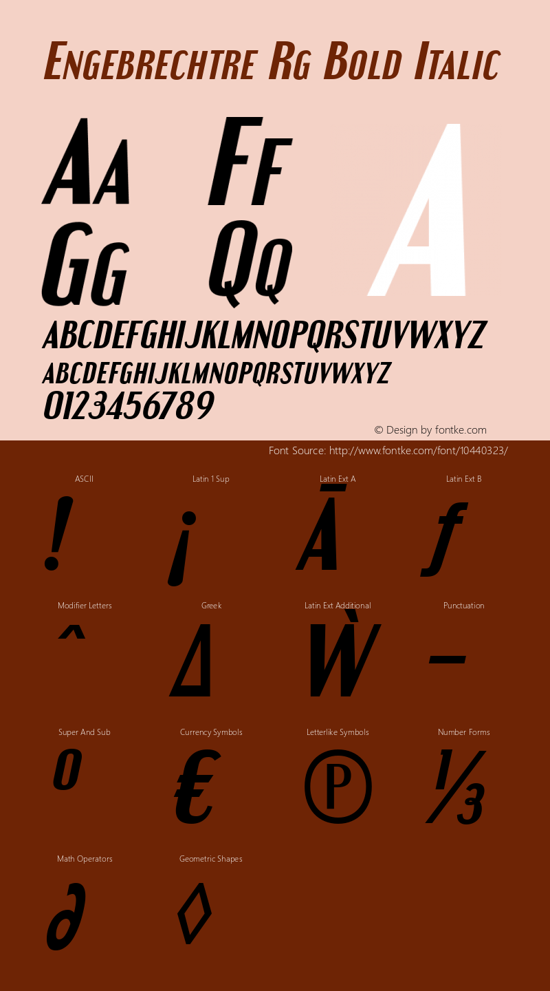 Engebrechtre Rg Bold Italic Version 4.002 Font Sample