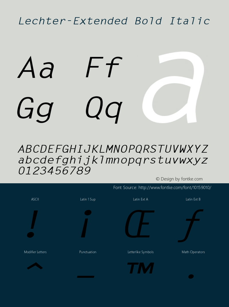 Lechter-Extended Bold Italic 1.0/1995: 2.0/2001 Font Sample