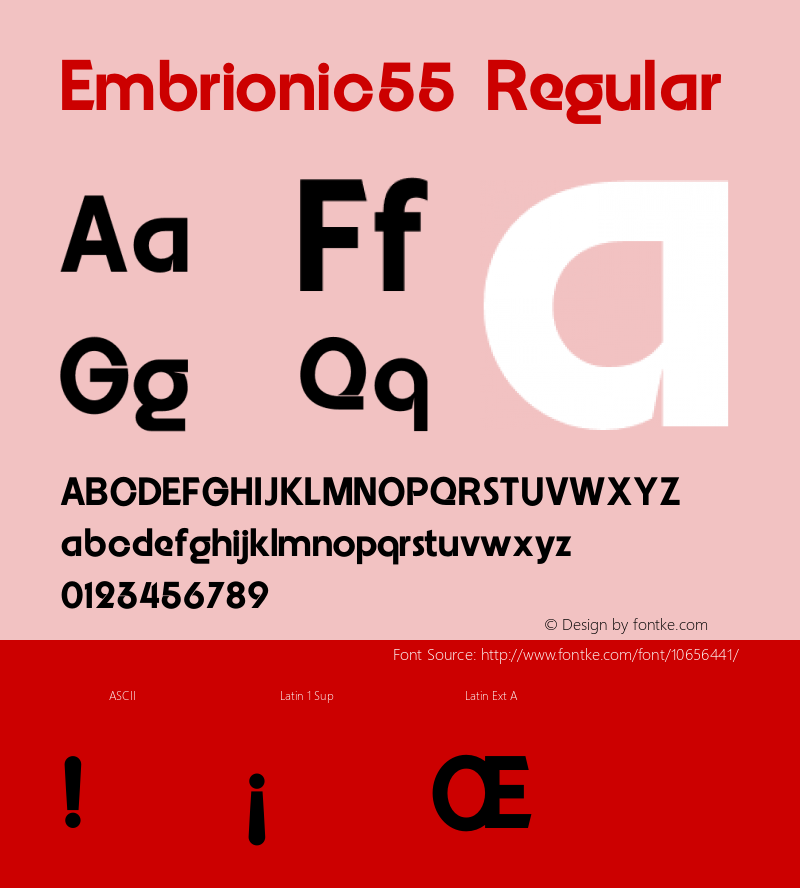 Embrionic55 Regular Version 1.000 Font Sample