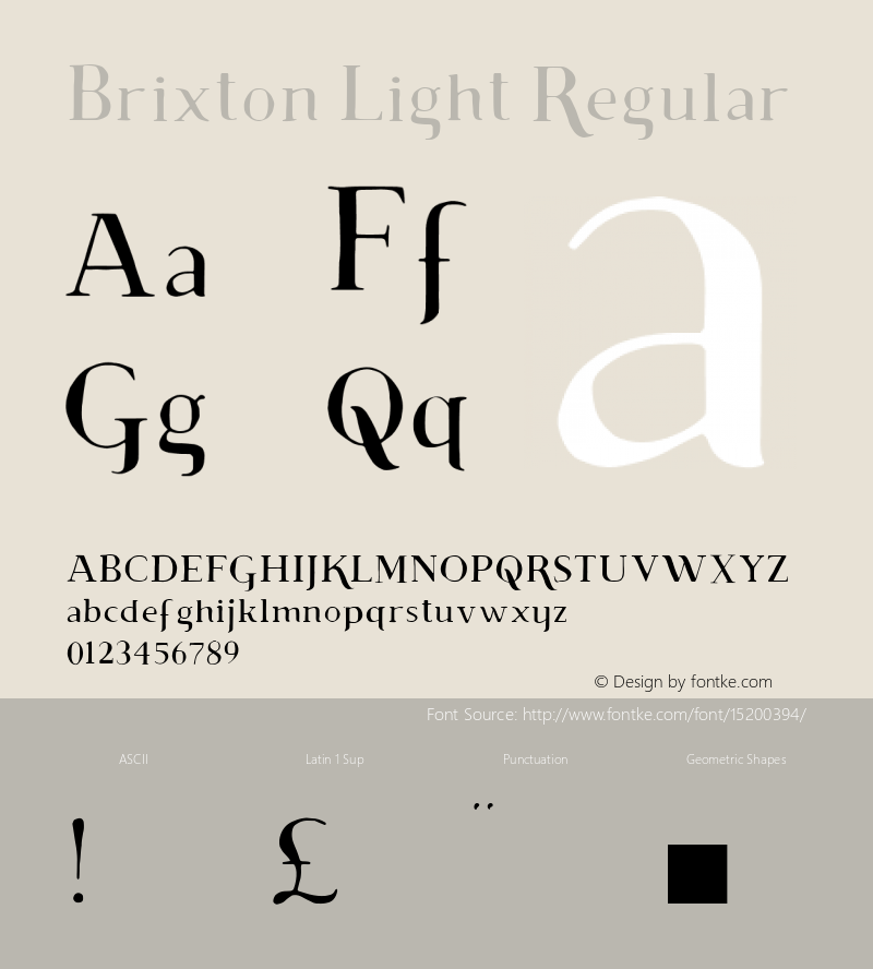 Brixton Light Regular 001.000 Font Sample