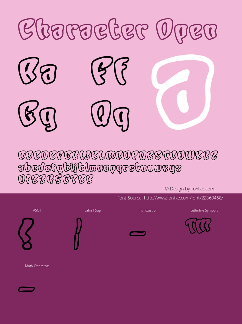 Character Open Macromedia Fontographer 4.1J 01.1.23 Font Sample