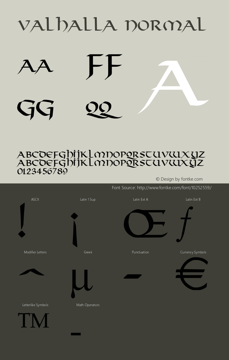 Valhalla Normal Altsys Fontographer 4.1 6/10/96 Font Sample