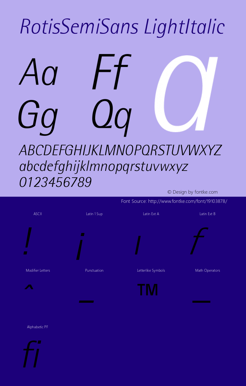 Rotis SemiSans Light Italic 46 Version 001.000 Font Sample